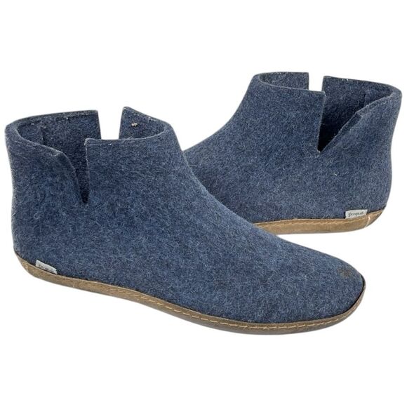 Glerups men’s size 47-13 blue denim 100% felted thick wool slipper boots - Picture 2 of 9
